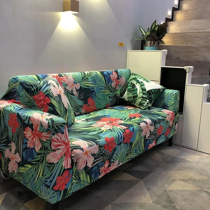 New Plant Print Sofa Cover Night Forest Couch Cover Tight