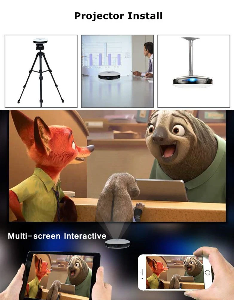 Портативный мини проектор 4K беспроводной Wi Fi Bluetooth DLP 3D видеопроектор с памятью 2