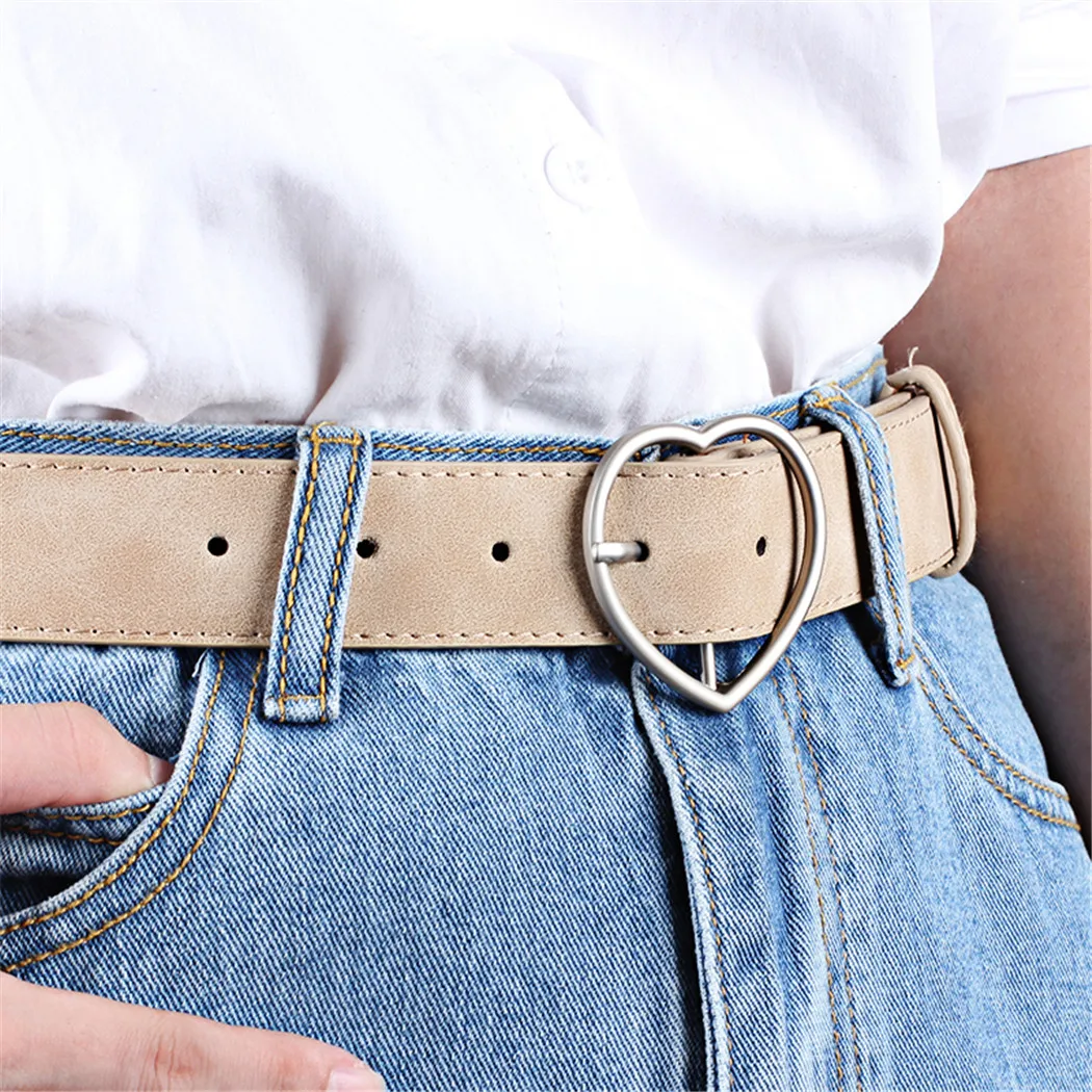 High Quality Frosted Leather Belt Brand Belts For Women Heart Shape Pin