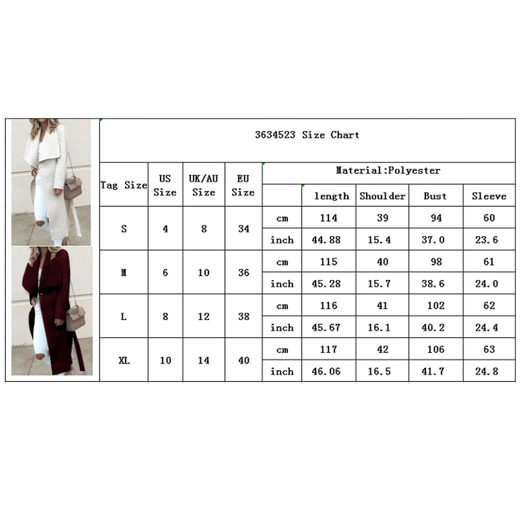 Fashion Women Wool Long Coat Winter Spring Wide Lapel Coats With Belt Outwear Elegant Ladies Solid Color Loose Overcoat Manteau