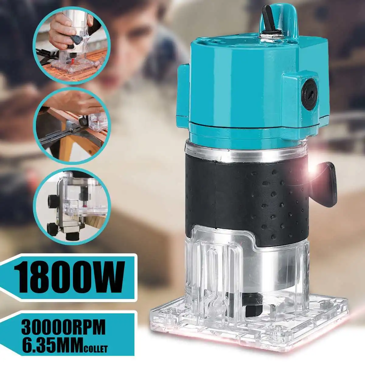 

1300W 30000RPM 1/4''Corded Electric Hand Trimmer Wood Laminate Palms Router Joiners Carving Machine Wood Work Wood Power Tools