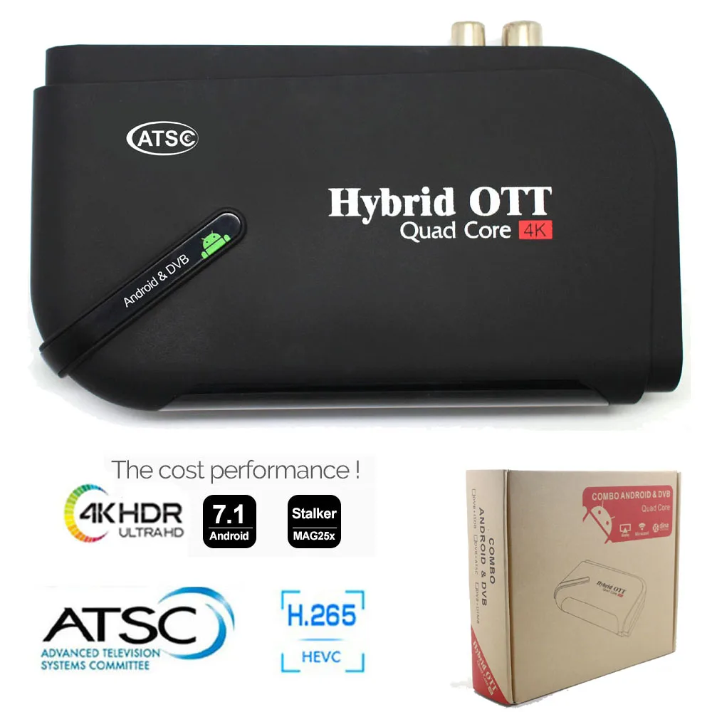 

Quad Core S905D 2GB 16GB 4K UHD 7.1 Android TV Box ATSC Tuner Digital Analog Convertor OTA Receptor CH3 Clear Cable Set top box