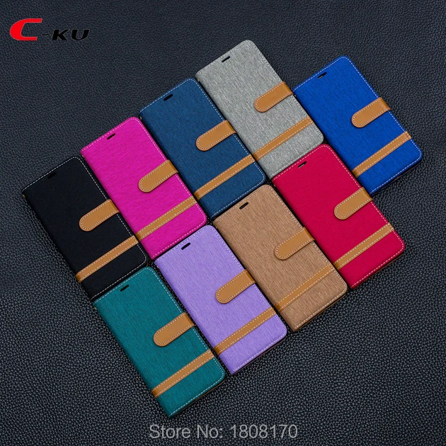 C-Ku For Samsung Galaxy S10 Plus Canvas Wallet Leather Case Huawei P30 Pro Honor 10 Lite Stand Flip Pouch TPU Cover 50pcs | Мобильные