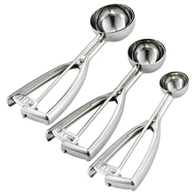 Ложки для мороженого, совок для мороженного набора, 3 шт металлических совок для мороженного триггера включают большой-средний-маленький размер, выберите нержавеющий S
