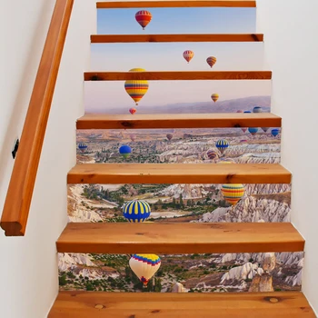 

Balloon City Tiles Pattern Stair Stickers Decals Kids Love Removable Waterproof Stairway Vinyl Stickers For Home Decor