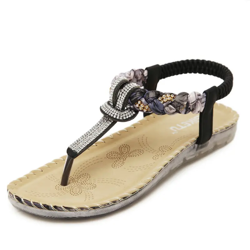 

2019 Summer Sandals Women T-strap Flip Flops Thong Sandals Designer Elastic Band Ladies Gladiator Sandal Shoes