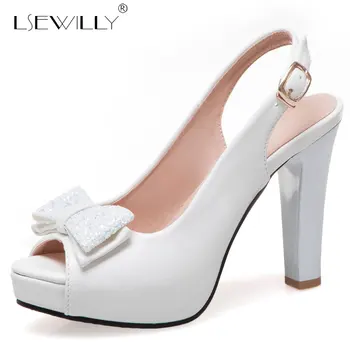 

Lsewilly Summer Women Shoes Bowtie High Heel Sandals Thick Heels Dress Shoes Woman Ankle Strap Heeled Footwear Size 32-43 E613