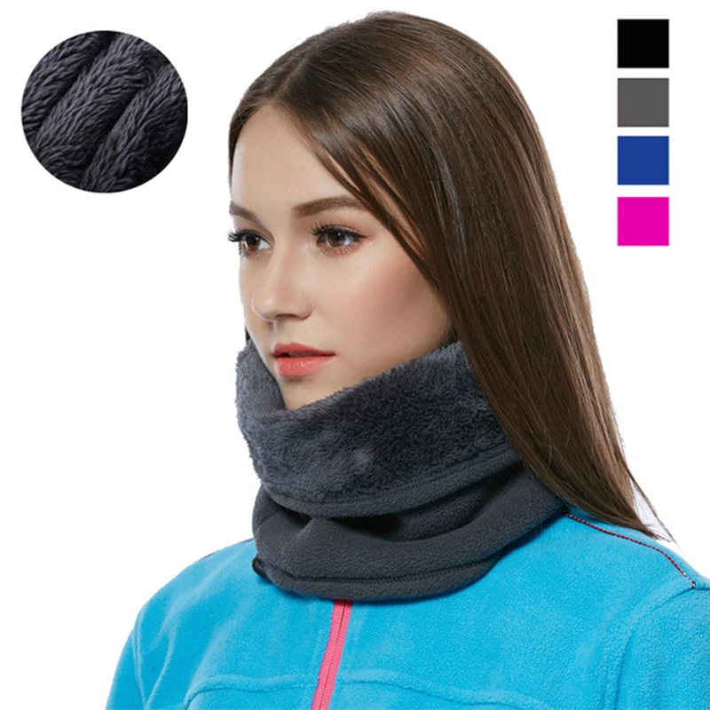 

Unisex Winter Warm Windproof Balaclava Cycling Mask Winter Collar Fishing Scarf Double Warm Polar Fleece Neck Ring Scarve