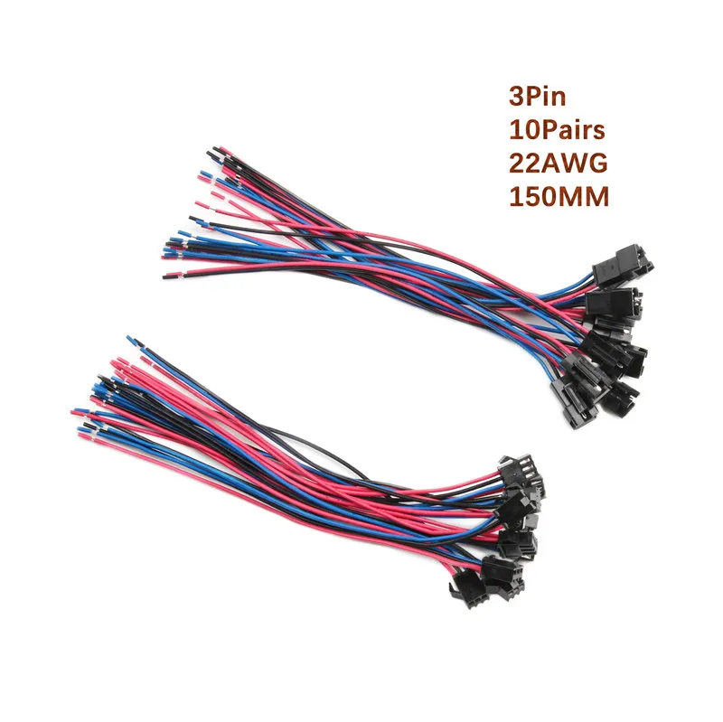 5/10 комплектов штекерных и гнездовых разъемов с проводами 22 AWG кабелей длиной 150 мм