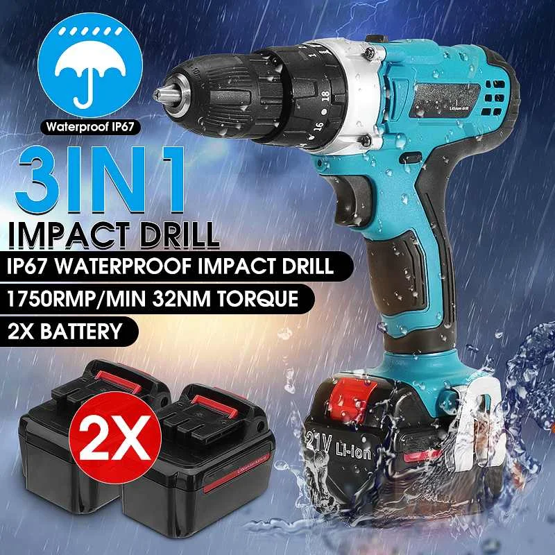 

Rechargeable Lithium Battery Cordless Electric Drill Bit 21v 25v Electric Screwdriver Torque Screw for Gun Power Tools Cordless