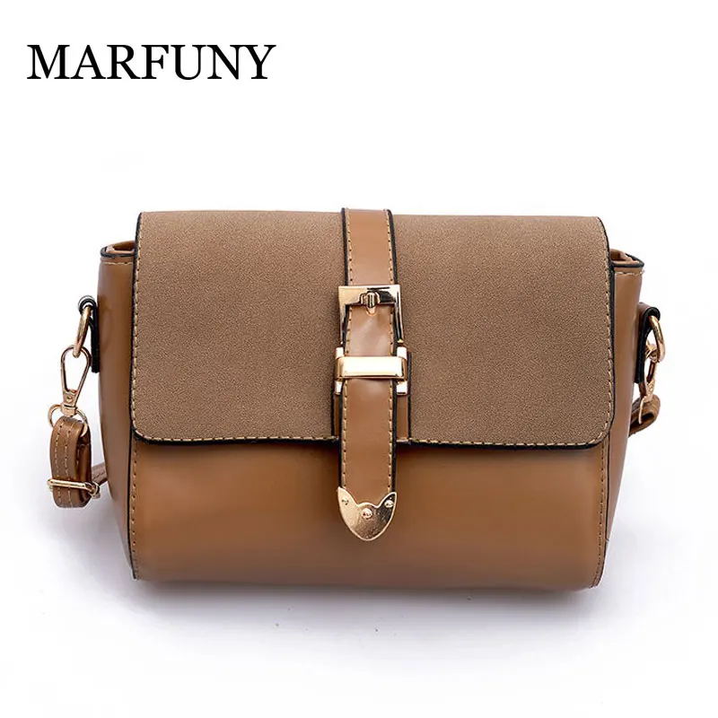 

MARFUNY Wome Handbag Fashion Scrub PU Leather Patchwork Shoulder Bag Mini Flap Messenage Bags Crossbody Bag For Women 2018 New