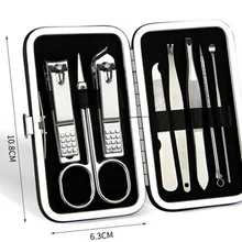 50 комплектов 8 шт./компл. набор из нержавеющей стали педикюр для ногтей набор Арт уход ножницы пинцет ушной клипер акне игла инструмент DHL