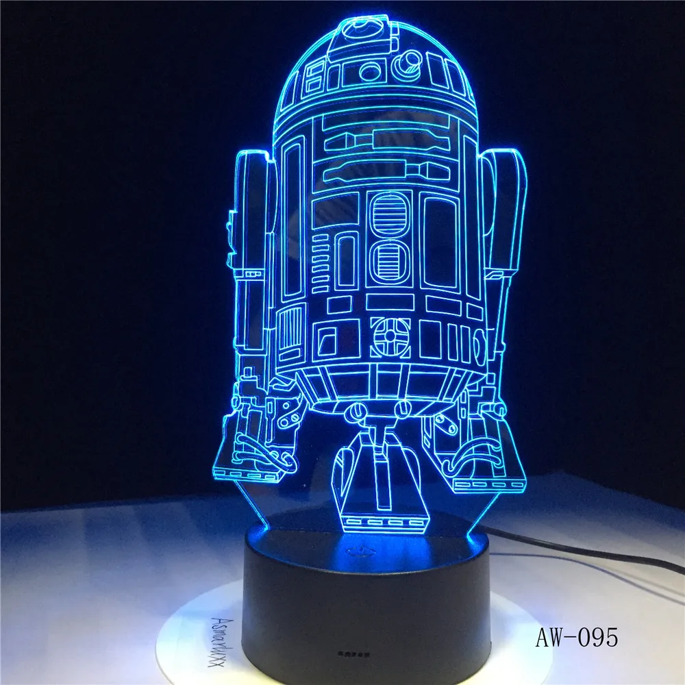 3D светодиодный ночник военный корабль из Звездных войн R2D2 украшение для дома