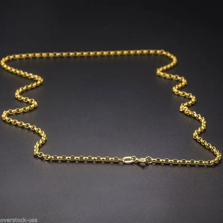 New 23.6INCH 18K Yellow Gold Necklace 2mm ROLO Link Chain Necklace 2.60g