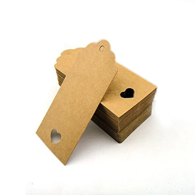 

9*4cm Hollow Heart Kraft Custom Clothing Label Tags Etiquetas Para Ropa Good Quality Label Tags Clothing Luggage Label Tags
