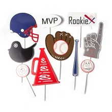 Pack Of 9pcs Baseball Party Decorations Photobooth Props For Kids Adult Birthday Party Decorations Sports Theme Party Supplies