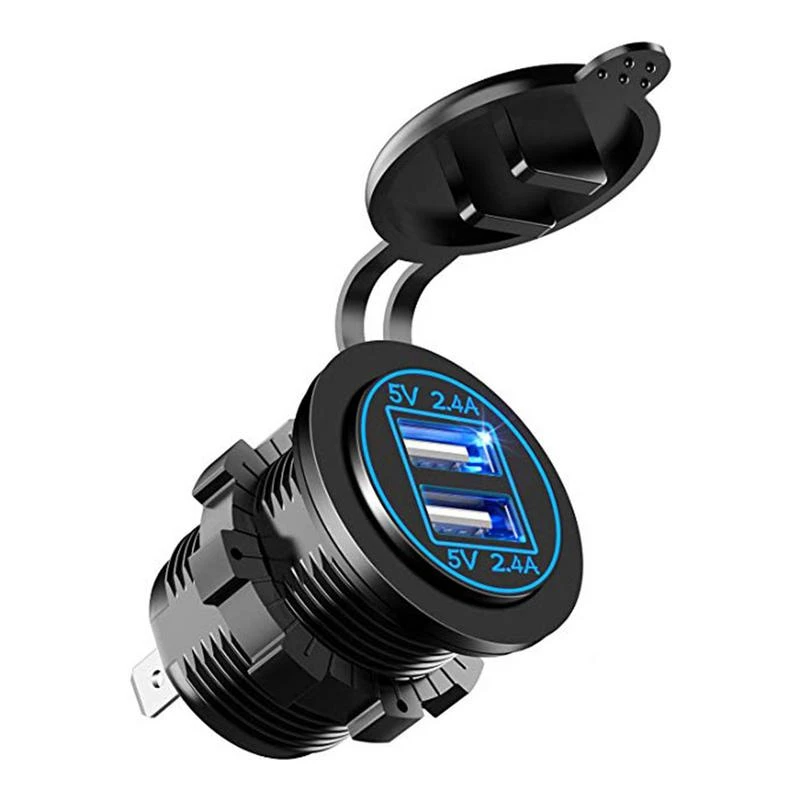 Dual Usb Charger Socket Power Outlet 4 8a With Wire In Line 10a Fuse For 12v 24v Car Boat Marine Motorcycle Truck Camper Car Switches Relays Aliexpress