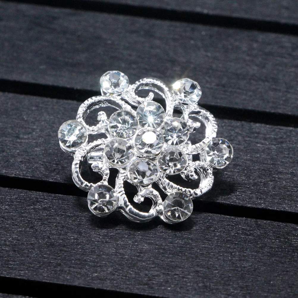 Упаковка из 12 Мода Посеребренная Украшенные стразами Floriated Броши Воротник Pin