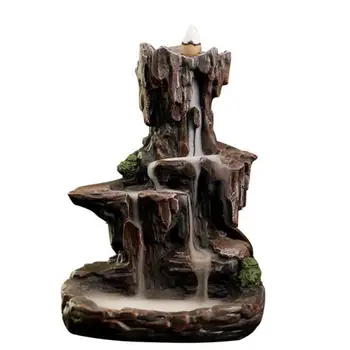

Resin Backflow Incense Burner Smoke Waterfall Incense Burner Holder Ceramic Mountain River Handicrafts Incense Holder Home Decor