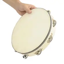 " /10" ручной Тамбурин бубен с колокольчиками березовые металлические Jingles перкуссия музыкальное образовательное оборудование для KTV вечерние детские игры
