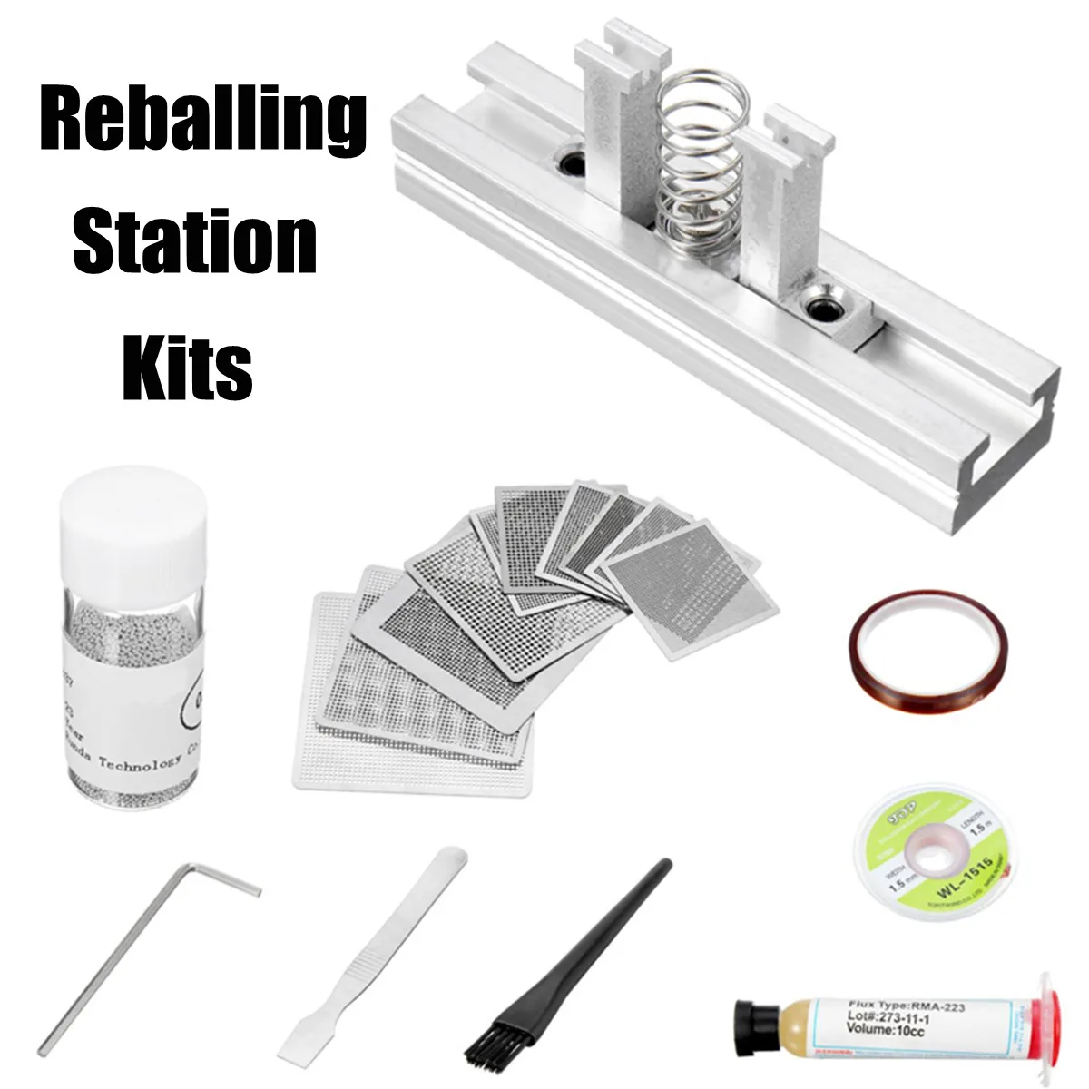 

Bga Reballing Station Universal Stencil Tample Kit With Universal Directly Reball Station 0.6mm Leaded Solder Balls Flux Paste