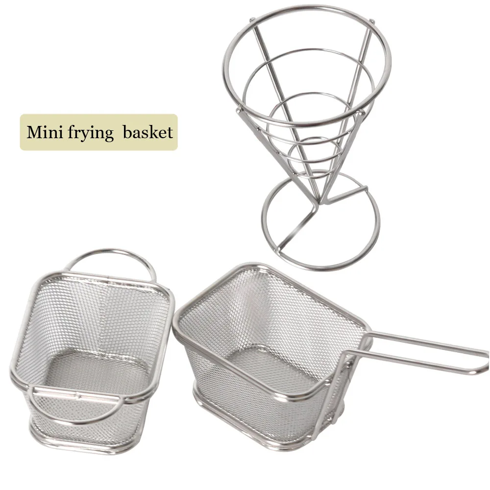 GZZT 5Pcs/Lot Stainless Steel Mini Frying Basket French Fries Basket Strainer Fryer Kitchen Cooking Chef Basket Kitchen Tools