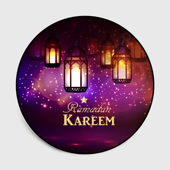 

Ramadan Kareem Festival Gift Stars Moon Light Beacon Print Bedroom Living Room Parlor Round Mat Area Rug Home Decorative Carpet