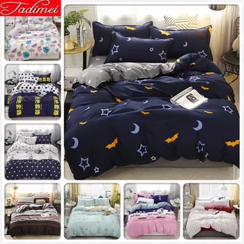 

Navy Blue Grey AB Double Side Duvet Cover 3/4 pcs Bedding Set Adult Kids Soft Cotton Bed Linen Single Queen King Size Bedspreads