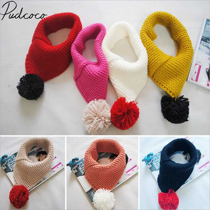 

2019 Brand New Winter Toddler Kids Baby Boys Girls Triangle Scarves Neck Infant Winter Warmer Solid Knitting Wool Bibs 2-6Y