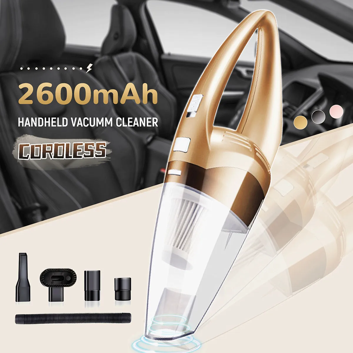 110V 220V Car Home Use Cordless Vacuum Cleaner For Dry Wet Dust Dirt