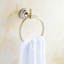 Кольцо для полотенец в европейском стиле с бриллиантом Золотое хромированное настенное полотенце полка для ванной комнаты Аксессуары для ванной комнаты