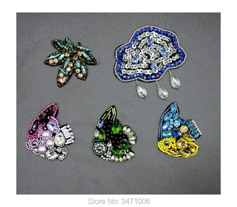

2Pcs High grade Rhinestone Bead Patch for Clothing Sewing on Beading Applique Clothes Shoes Bags Decoration Patch DIY Apparel