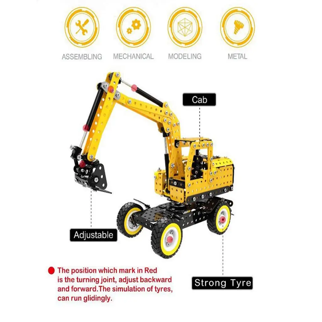 502 шт. 3D Металл конструктор экскаватор инженерные грузовик модель автомобиля умственного развития Развивающие игрушки для детей
