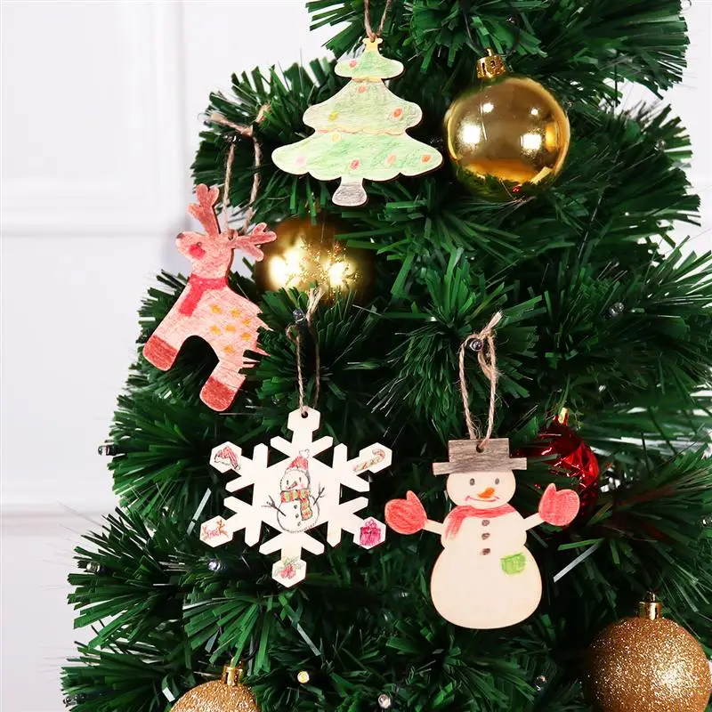 

16PCS Christmas Creative Unfinished Blank Wood Cutouts Wooden Slices Embellishment DIY Chips Wood Tag For Arts Crafts Ornaments
