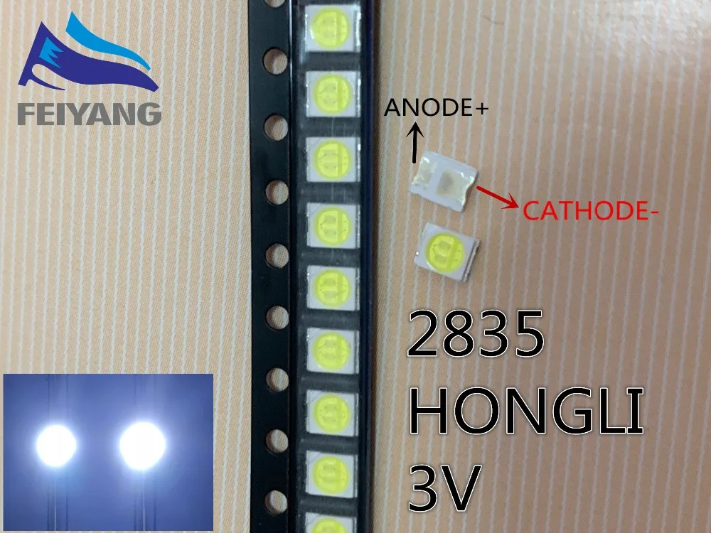 4000 шт. HONGLI TRONIC светодиодный ная подсветка с двойными чипами 1210 3528 2835 1 вт 3 в лм