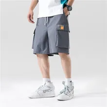 Для мужчин однотонные Блок Лоскутные Брюки карго мешковатые шорты для женщин для мужчин Уличная Лето хип хоп повседневное короткие мотобрюки модные мужск