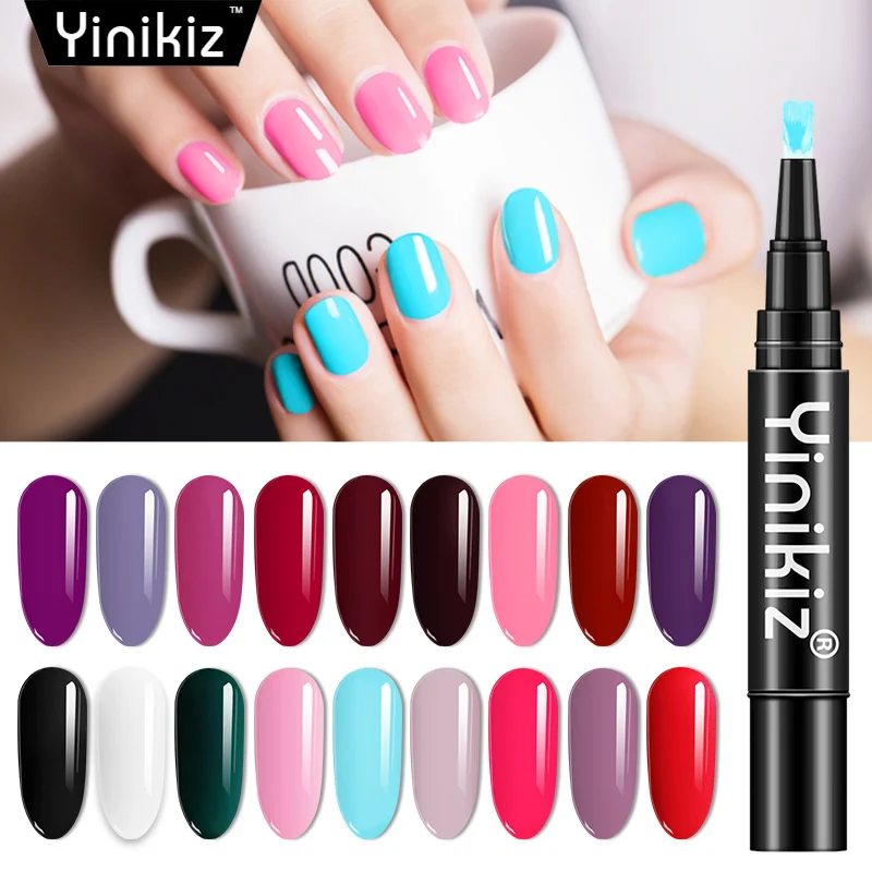 

Yinikiz 1pc Gel 3 In 1 Gel Nail Varnish Pen Glitter One Step Nail Gel Polish No Need Top Base Coat UV Gel Lacquer