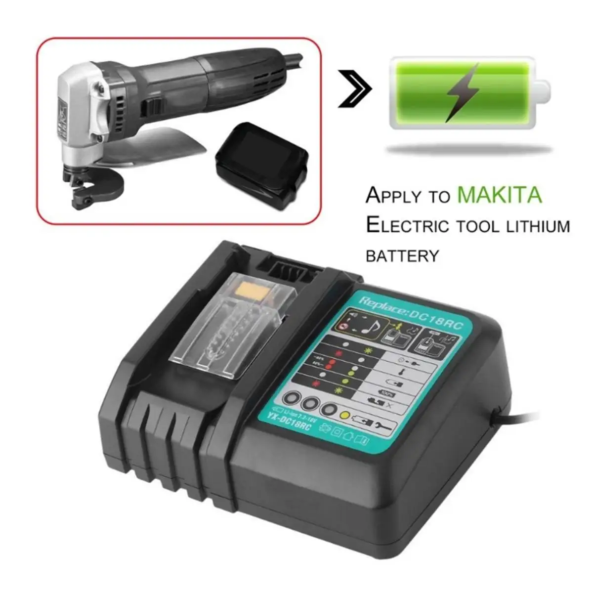 

110V - 240V Li-Ion Battery Charger 3A Charging Current For Makita 14.4-18V DC18RC BL1860 BL1845 1815 Power tool