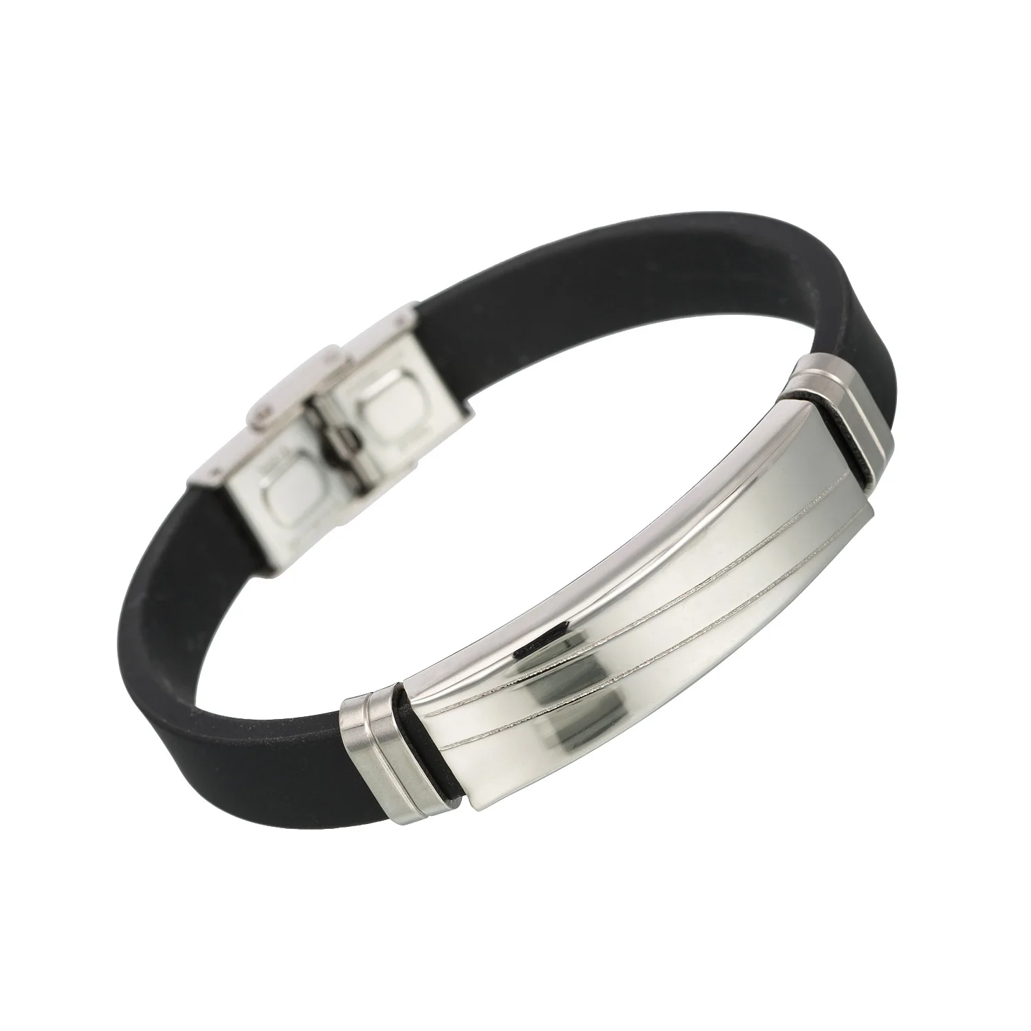 Men's Silica gel bracelet Bangles stainless steel Jewelry Bangles men