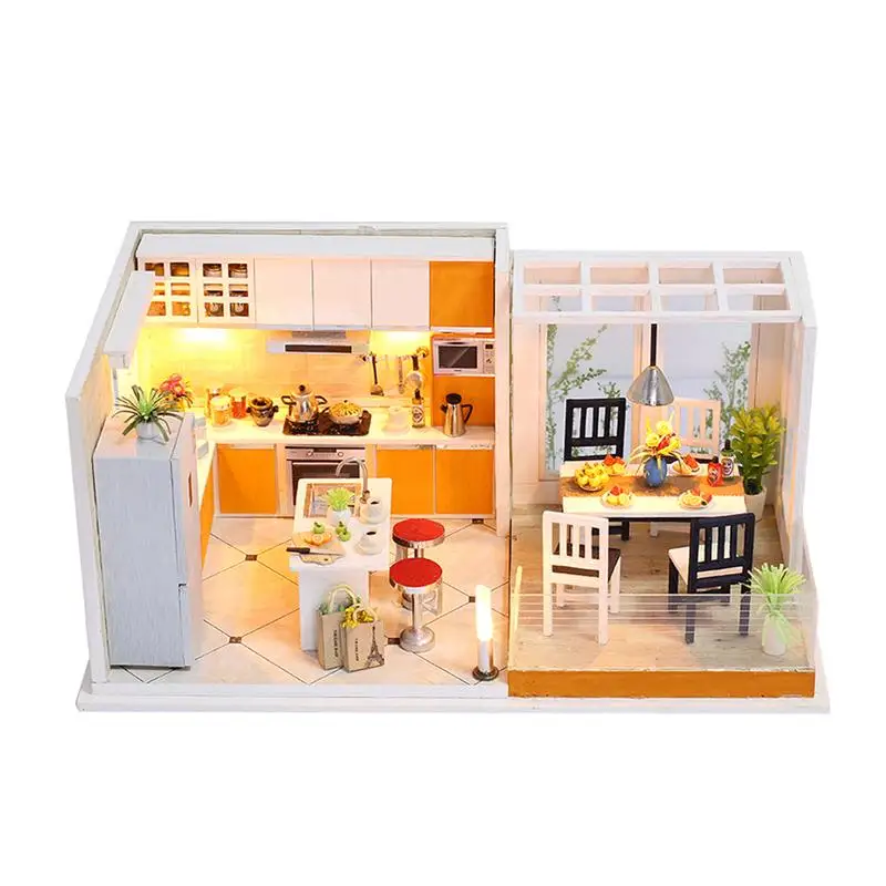 

1PC Cute Mini Adorable Lovely Miniature Crafting DIY House Kit Handmade Model Educational Toy Room Model Wooden Mini House