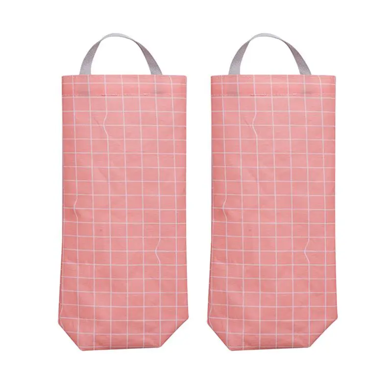 

2Pcs/Pack Practical Oxford Cloth Trash Bag Grid Pattern Storage Pouch Folding Hanging Garbage Pouch Household Cupboard Storage