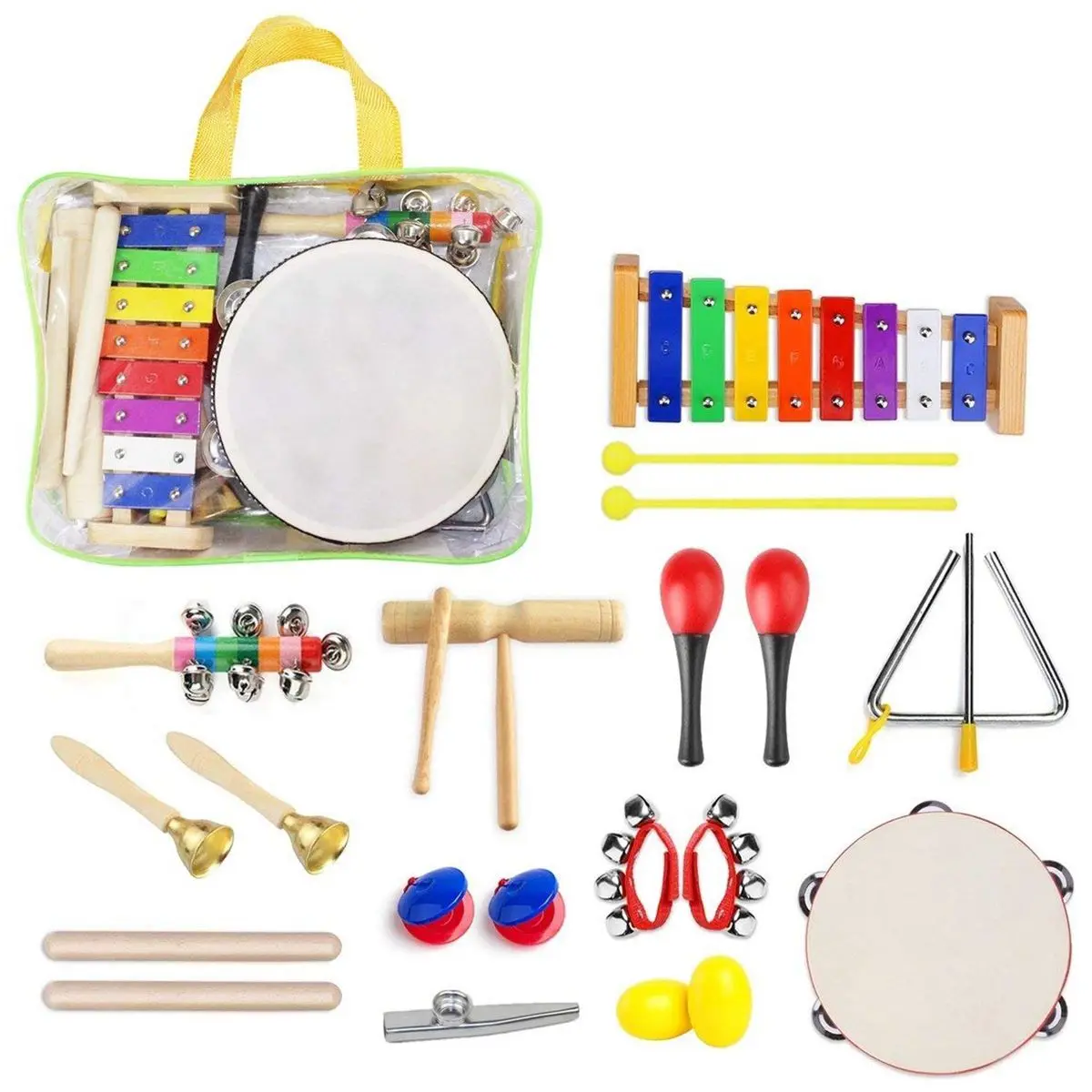 22 шт. музыкальный набор инструментов для малышей, перкуссионные игрушки, набор музыкальных игрушек для малышей, набор ритм-секция, подарок н...