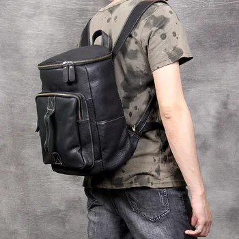 

Handmade Leather men's shoulder bag head layer leather backpack fashion trend Crazy Horse bag business Laptop computer bag