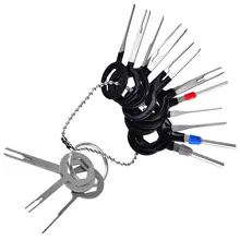 14pcs Auto Terminals Removal Key Tool Set | Car Electrical Wiring Crimp Connector Extractor Puller Release Pin Kit (Silver)
