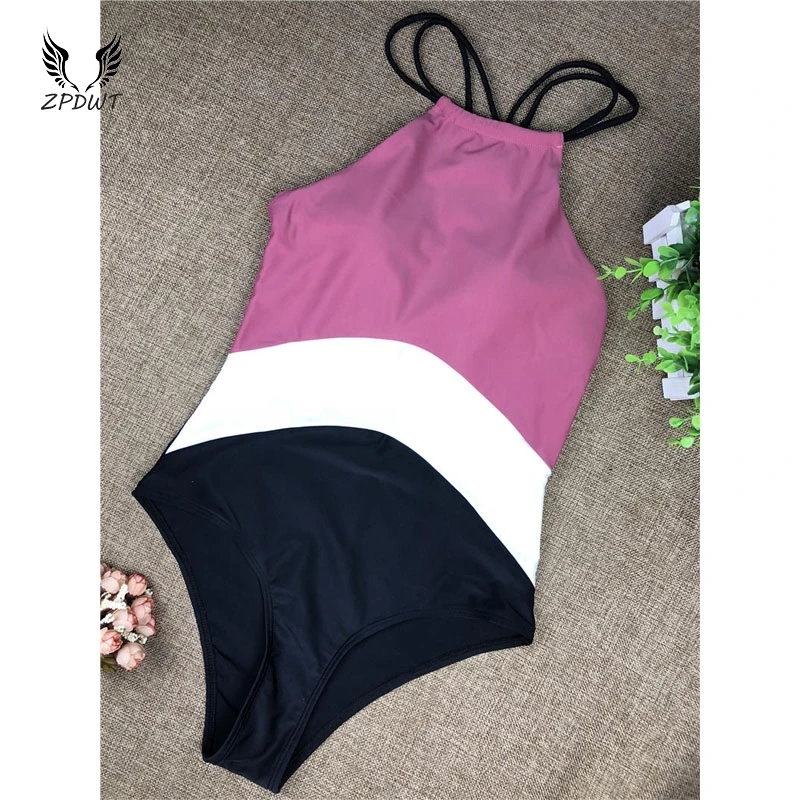 Пикантные Лоскутные Монокини Плавание цельный купальный костюм Для женщин купальное трикини Maillot De Bain Femme цельный купальник пляжная одежда