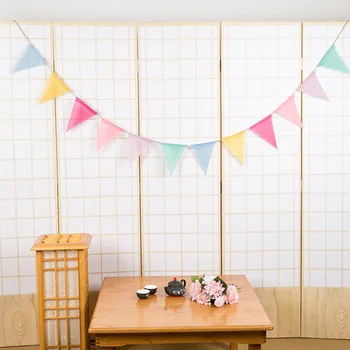 

12Flags 4m Wedding Bunting Decor Cotton Fabric Cloth Banners Birthday Party Baby Shower Garland Tent Birthday Party Decoration