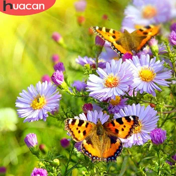 

HUACAN Full Square Diamond Painting Butterfly Diamond Mosaic Flower Diamond Embroidery 5D DIY Rhinestone Picture Decor Home