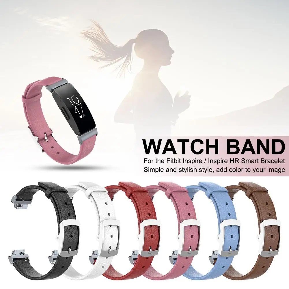 Двусторонний кожаный сменный ремешок для часов с узором Личи на запястье для Fitbit Inspire HR Smart Bracelet