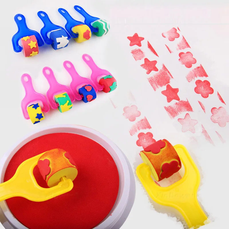 

Kid Drawing Supplies Graffiti Sponge 4 Pcs Children Toys DIY Painting Tools Paint Brush Roller Brusher Nursery Art Craft