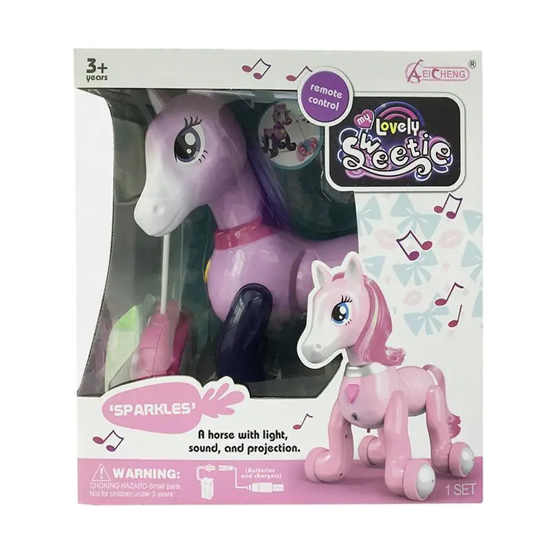 

RC Pony Toy Projection Toy Remote Control Pony With Light Music Touch Sensor Puzzle Remote Control Toy Gift For Children